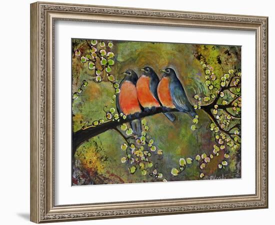 Birds Robins Family Portrait-Blenda Tyvoll-Framed Art Print