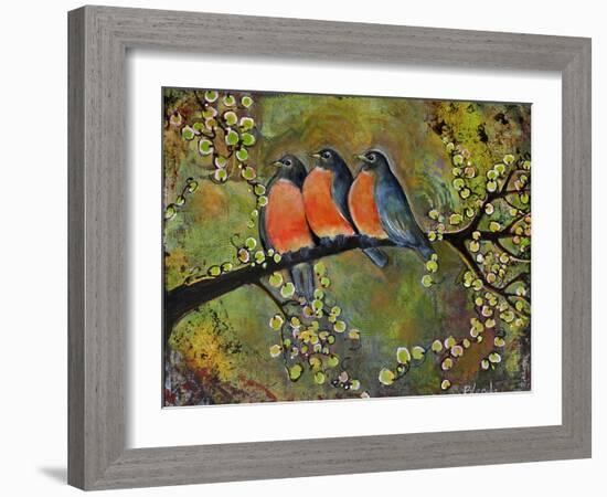 Birds Robins Family Portrait-Blenda Tyvoll-Framed Art Print