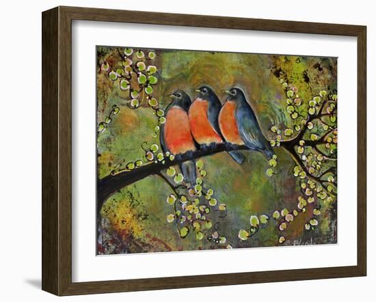 Birds Robins Family Portrait-Blenda Tyvoll-Framed Art Print