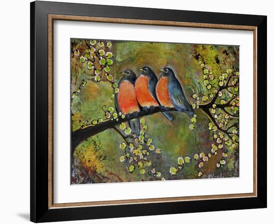 Birds Robins Family Portrait-Blenda Tyvoll-Framed Art Print