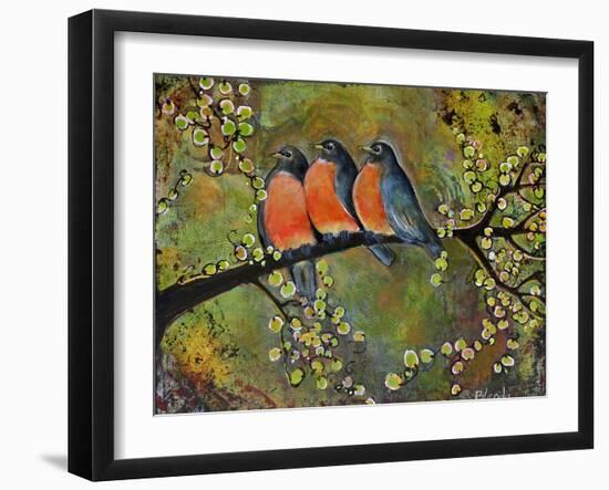 Birds Robins Family Portrait-Blenda Tyvoll-Framed Art Print