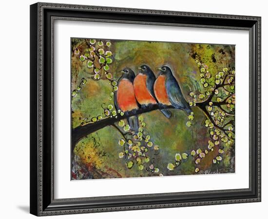 Birds Robins Family Portrait-Blenda Tyvoll-Framed Art Print