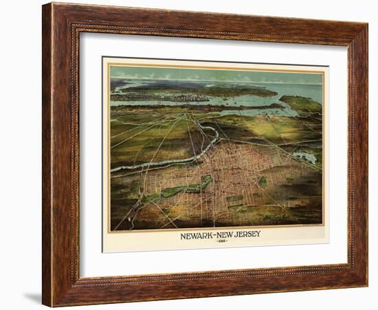 Birdseye View Of Newark, New Jersey 1916-Vintage Lavoie-Framed Giclee Print