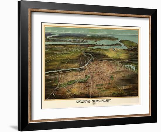 Birdseye View Of Newark, New Jersey 1916-Vintage Lavoie-Framed Giclee Print