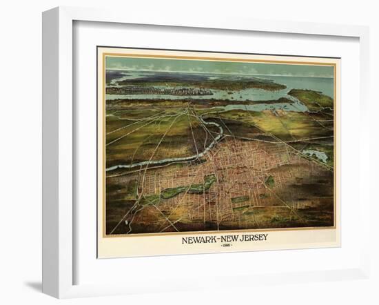 Birdseye View Of Newark, New Jersey 1916-Vintage Lavoie-Framed Giclee Print