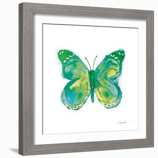 Birdsong Garden Butterfly I on White-Shirley Novak-Framed Art Print