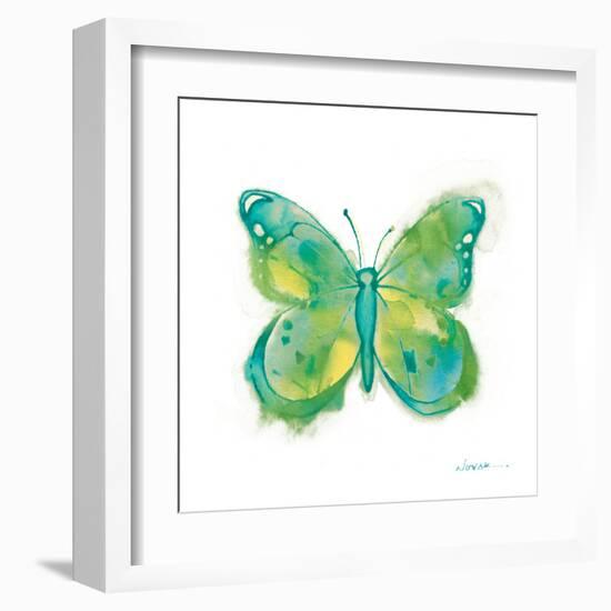 Birdsong Garden Butterfly II on White-Shirley Novak-Framed Art Print