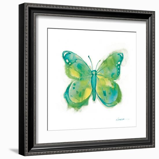 Birdsong Garden Butterfly II on White-Shirley Novak-Framed Art Print