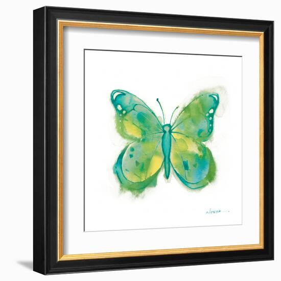 Birdsong Garden Butterfly II on White-Shirley Novak-Framed Art Print