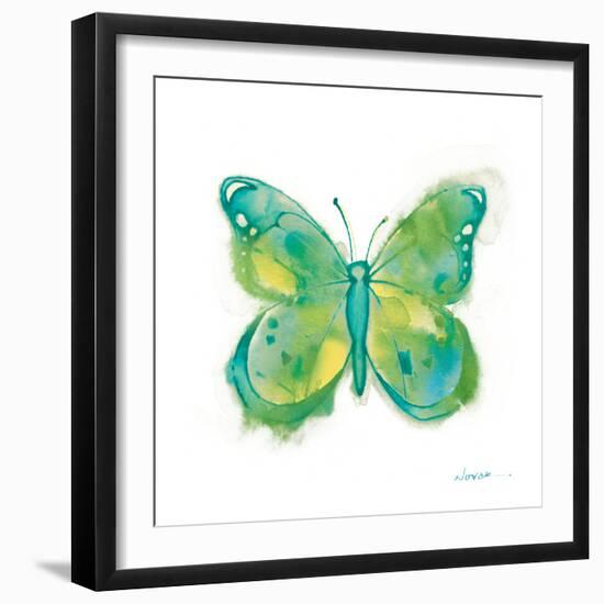 Birdsong Garden Butterfly II on White-Shirley Novak-Framed Art Print