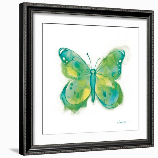 Birdsong Garden Butterfly II on White-Shirley Novak-Framed Art Print