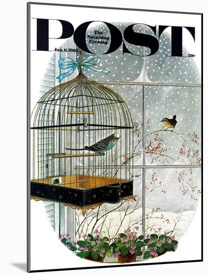 "Birdtalk," Saturday Evening Post Cover, January 6, 1962-Gyo Fujikawa-Mounted Giclee Print