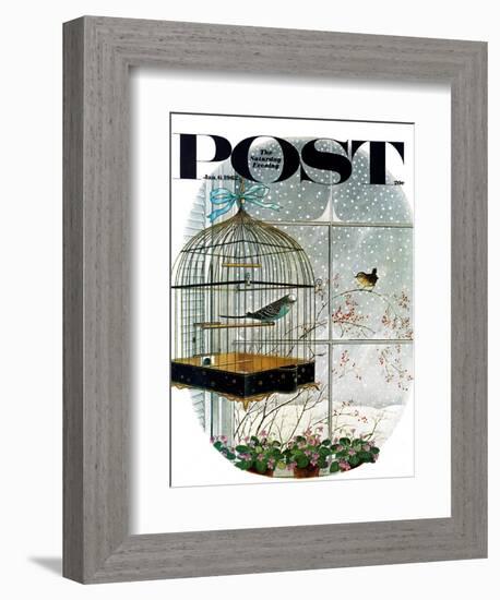 "Birdtalk," Saturday Evening Post Cover, January 6, 1962-Gyo Fujikawa-Framed Giclee Print