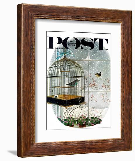 "Birdtalk," Saturday Evening Post Cover, January 6, 1962-Gyo Fujikawa-Framed Giclee Print