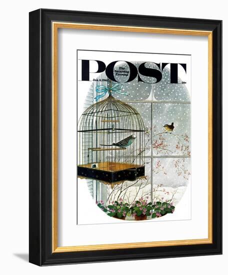 "Birdtalk," Saturday Evening Post Cover, January 6, 1962-Gyo Fujikawa-Framed Giclee Print