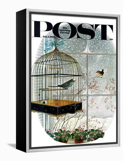 "Birdtalk," Saturday Evening Post Cover, January 6, 1962-Gyo Fujikawa-Framed Premier Image Canvas