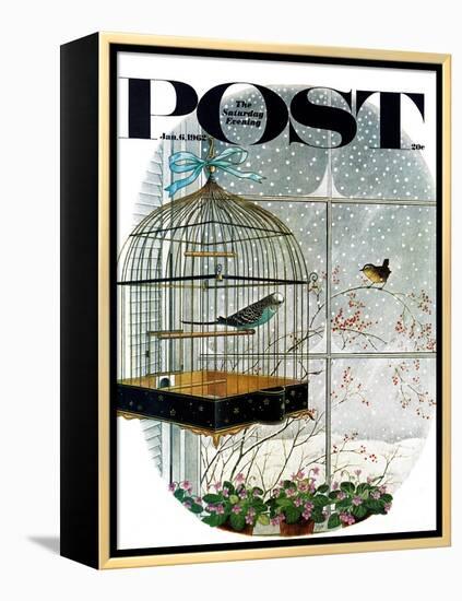 "Birdtalk," Saturday Evening Post Cover, January 6, 1962-Gyo Fujikawa-Framed Premier Image Canvas