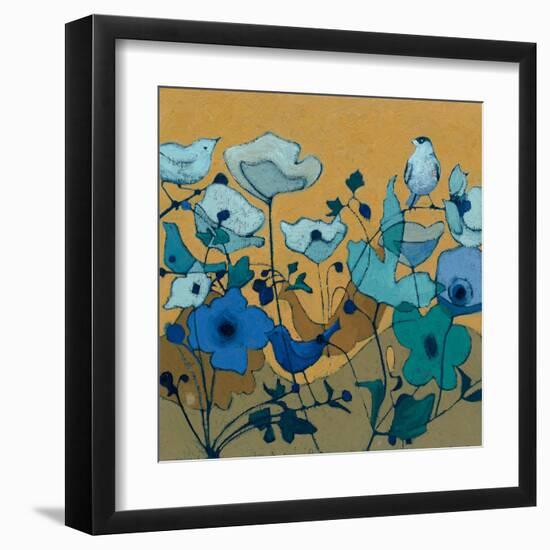 Birdy Birdy Royal Blue-Shirley Novak-Framed Art Print