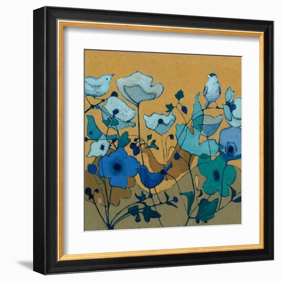 Birdy Birdy Royal Blue-Shirley Novak-Framed Art Print