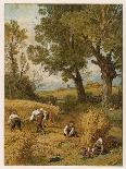 Harvesting with the Sickle in an English Corn-Field Before the Introduction of Reaping Machines-Birket Foster-Art Print