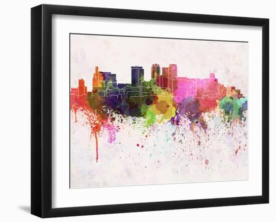 Birmingham Al Skyline in Watercolor Background-paulrommer-Framed Art Print