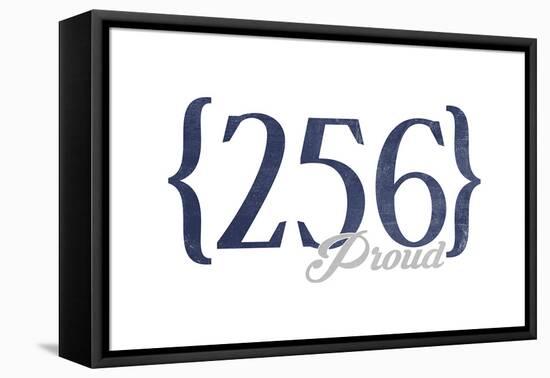 Birmingham, Alabama - 256 Area Code (Blue)-Lantern Press-Framed Stretched Canvas