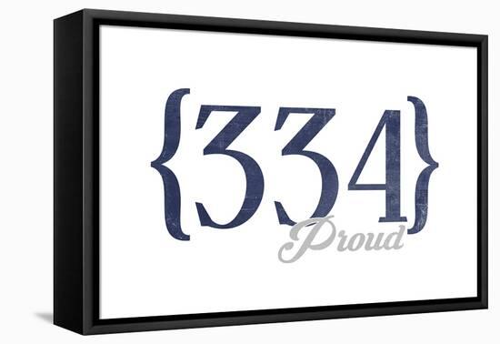 Birmingham, Alabama - 334 Area Code (Blue)-Lantern Press-Framed Stretched Canvas