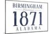 Birmingham, Alabama - Established Date (Blue)-Lantern Press-Mounted Art Print