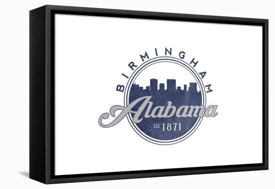 Birmingham, Alabama - Skyline Seal (Blue)-Lantern Press-Framed Stretched Canvas