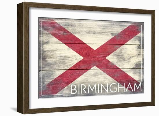 Birmingham, Alabama - State Flag - Barnwood Painting-Lantern Press-Framed Art Print