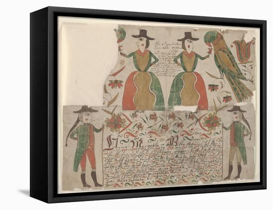 Birth and Baptism Certificate for Anna Margräta Willeman, Fraktur Painting, C.1810-null-Framed Premier Image Canvas