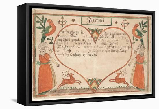 Birth and Baptismal Certificate (Geburts Und Taufschein) for Johannes Kemp, Illustration from…-null-Framed Premier Image Canvas