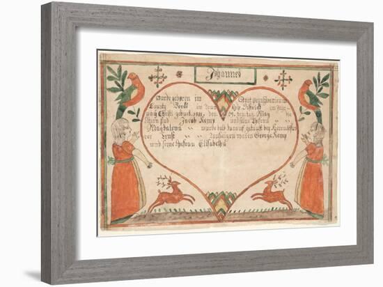 Birth and Baptismal Certificate (Geburts Und Taufschein) for Johannes Kemp, Illustration from…-null-Framed Giclee Print