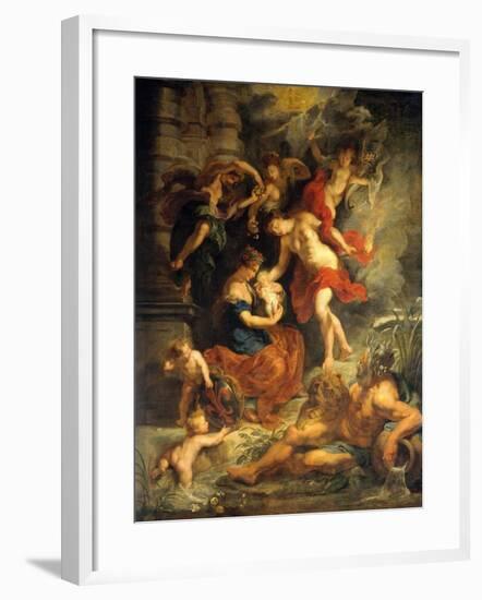 Birth of Marie De Medicis-Peter Paul Rubens-Framed Giclee Print