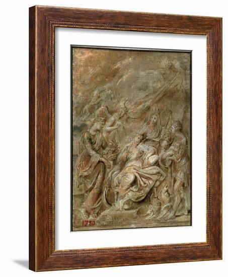 'Birth of the Dauphin, Louis XIII', 1622-Peter Paul Rubens-Framed Giclee Print