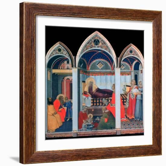 'Birth of the Virgin', 1342. Artist: Pietro Lorenzetti-Pietro Lorenzetti-Framed Giclee Print