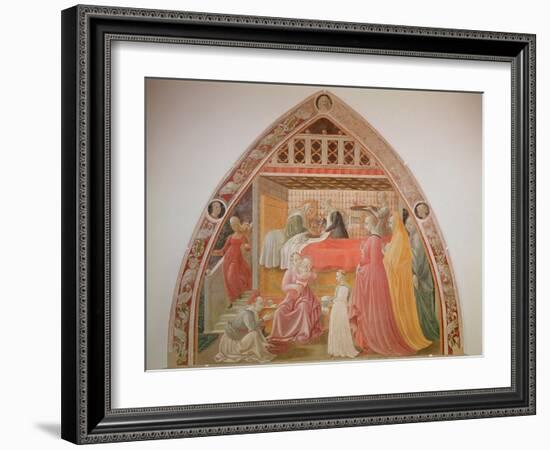 Birth of the Virgin, Cycle of the Lives of the Virgin and St. Stephen, Cappella Dell'Assunta-Paolo Uccello-Framed Giclee Print