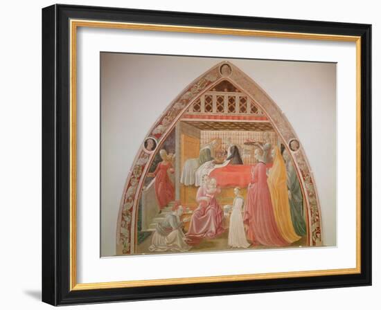 Birth of the Virgin, Cycle of the Lives of the Virgin and St. Stephen, Cappella Dell'Assunta-Paolo Uccello-Framed Giclee Print