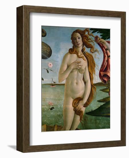 Birth of Venus (Detail of Venus), 1486, Tempera on Canvas-Sandro Botticelli-Framed Giclee Print