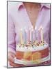 Birthday Cake with Burning Candles-Linda Burgess-Mounted Photographic Print