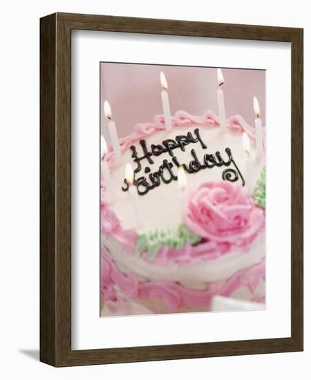 Birthday Cake With Lit Candles-Tom Grill-Framed Photographic Print