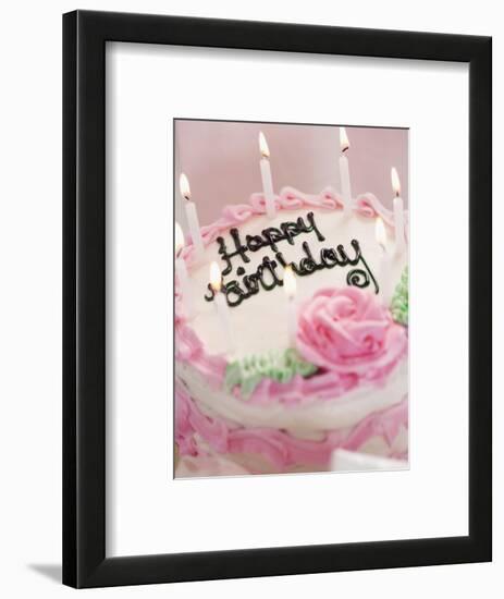 Birthday Cake With Lit Candles-Tom Grill-Framed Photographic Print