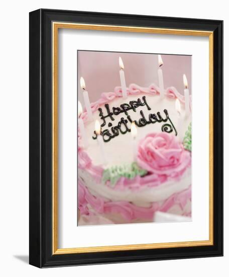 Birthday Cake With Lit Candles-Tom Grill-Framed Photographic Print