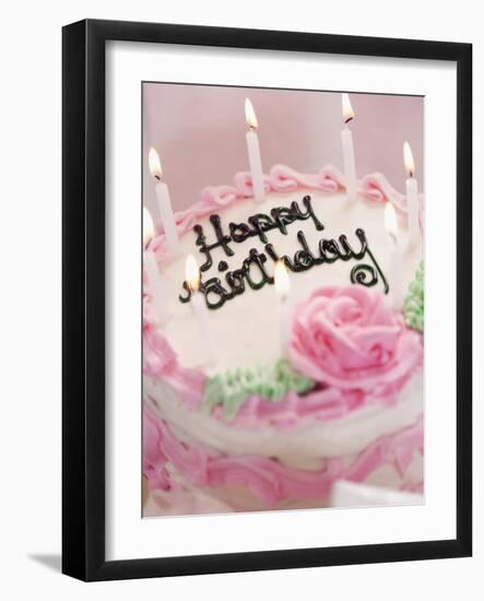 Birthday Cake With Lit Candles-Tom Grill-Framed Photographic Print