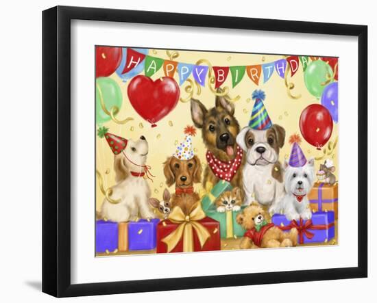 Birthday dogs-MAKIKO-Framed Giclee Print