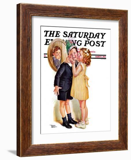 "Birthday Kiss," Saturday Evening Post Cover, March 5, 1938-Frances Tipton Hunter-Framed Giclee Print