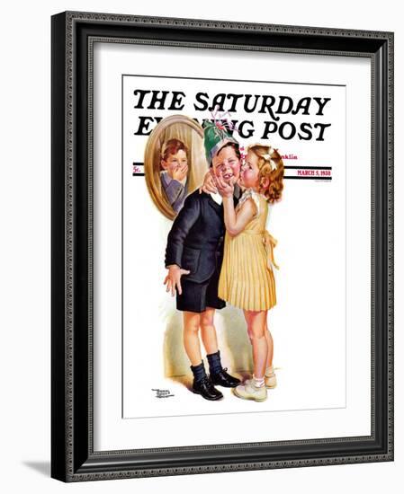 "Birthday Kiss," Saturday Evening Post Cover, March 5, 1938-Frances Tipton Hunter-Framed Giclee Print