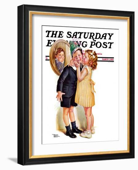 "Birthday Kiss," Saturday Evening Post Cover, March 5, 1938-Frances Tipton Hunter-Framed Giclee Print