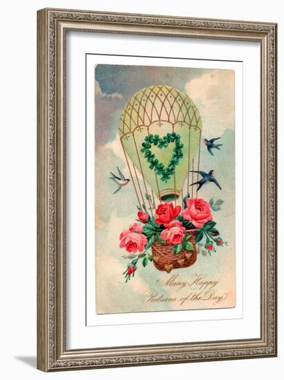 Birthday Postcard, c.1907-English School-Framed Giclee Print