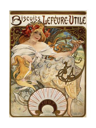 Biscuits Lefevre Utile Designed As A Calendar For 17 16 Lithograph In Colours Giclee Print Alphonse Mucha Art Com